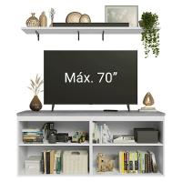 Rack Para Tv Até 70 Polegadas + Prateleiras 160cm Vik Madesa 05 Branco-verde - 6