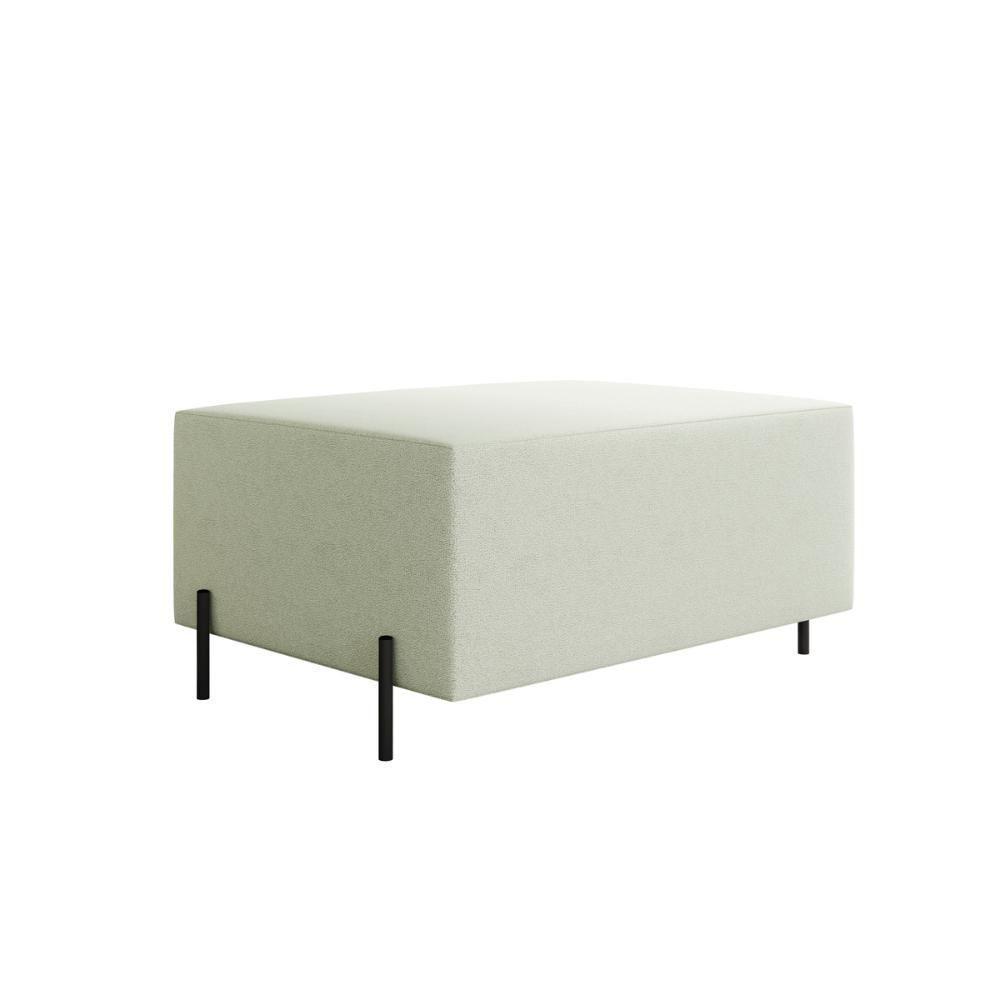 Sofá 3 Lugares Sense Moderno Bouclê Com Puff Balaqui Decor Cor:bege Bege - 5