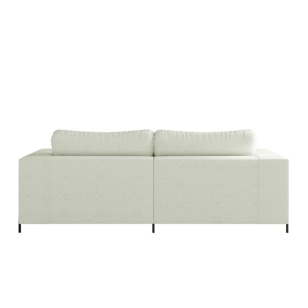 Sofá 3 Lugares Sense Moderno Bouclê Com Puff Balaqui Decor Cor:bege Bege - 8