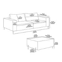 Sofá 3 Lugares Sense Moderno Bouclê Com Puff Balaqui Decor Cor:bege Bege - 3