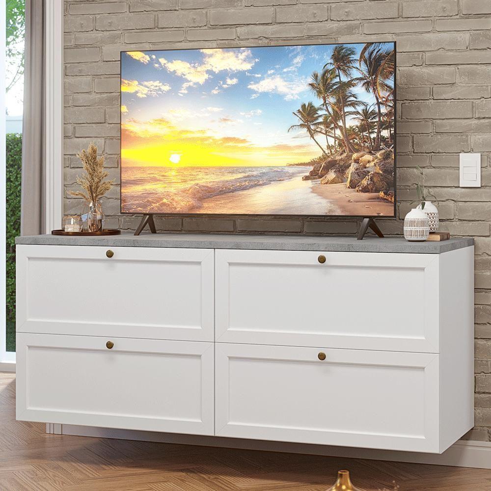 Rack Para Tv Até 70 Polegadas 160cm 4 Gavetas Vik Madesa 04 Branco - 1