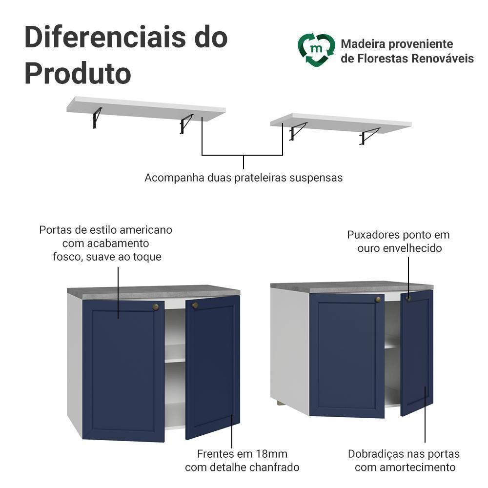 Rack Para Tv Até 70 Polegadas + Prateleiras 160cm Vik Madesa 05 Branco-azul - 5