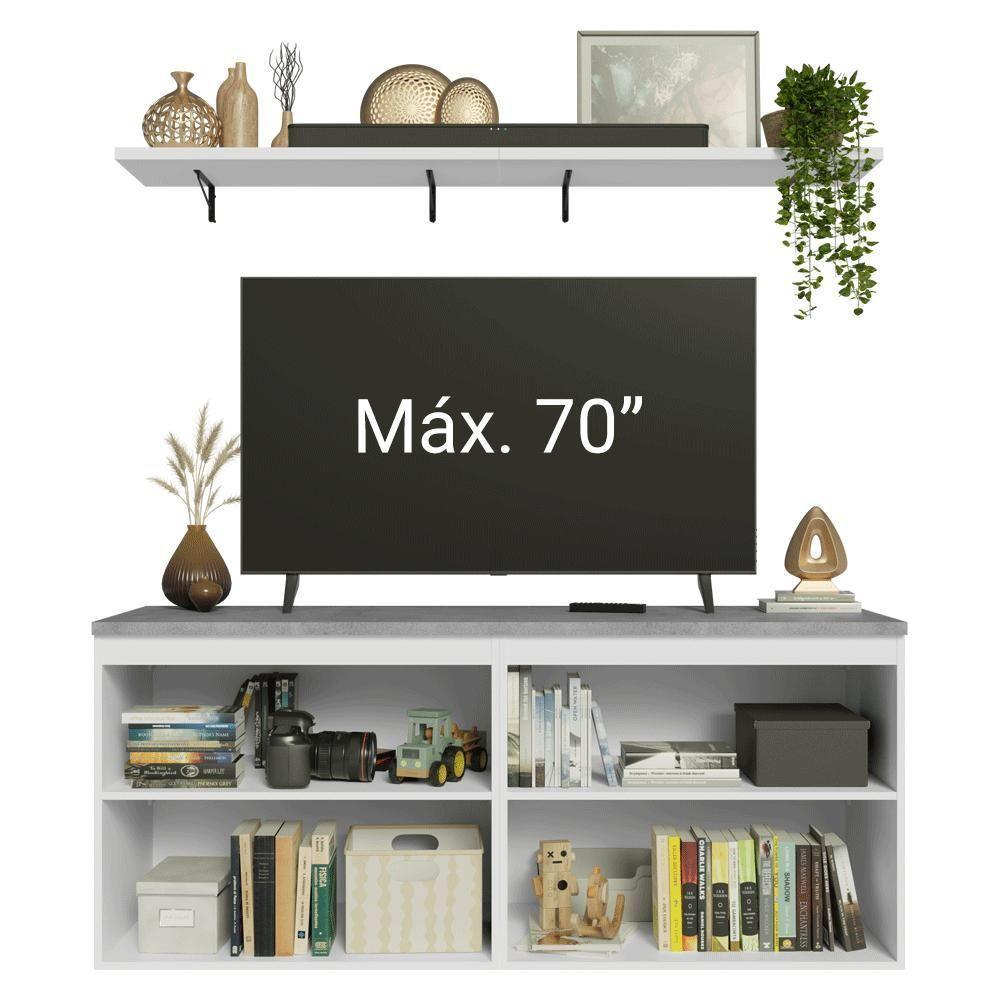 Rack Para Tv Até 70 Polegadas + Prateleiras 160cm Vik Madesa 05 Branco-azul - 7