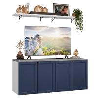 Rack Para Tv Até 70 Polegadas + Prateleiras 160cm Vik Madesa 05 Branco-azul - 3