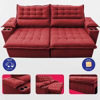 Sofá Retrátil E Reclinável 2,40m Molas Ensacadas Dream. Velusoft Cama Inbox Vermelho - 5