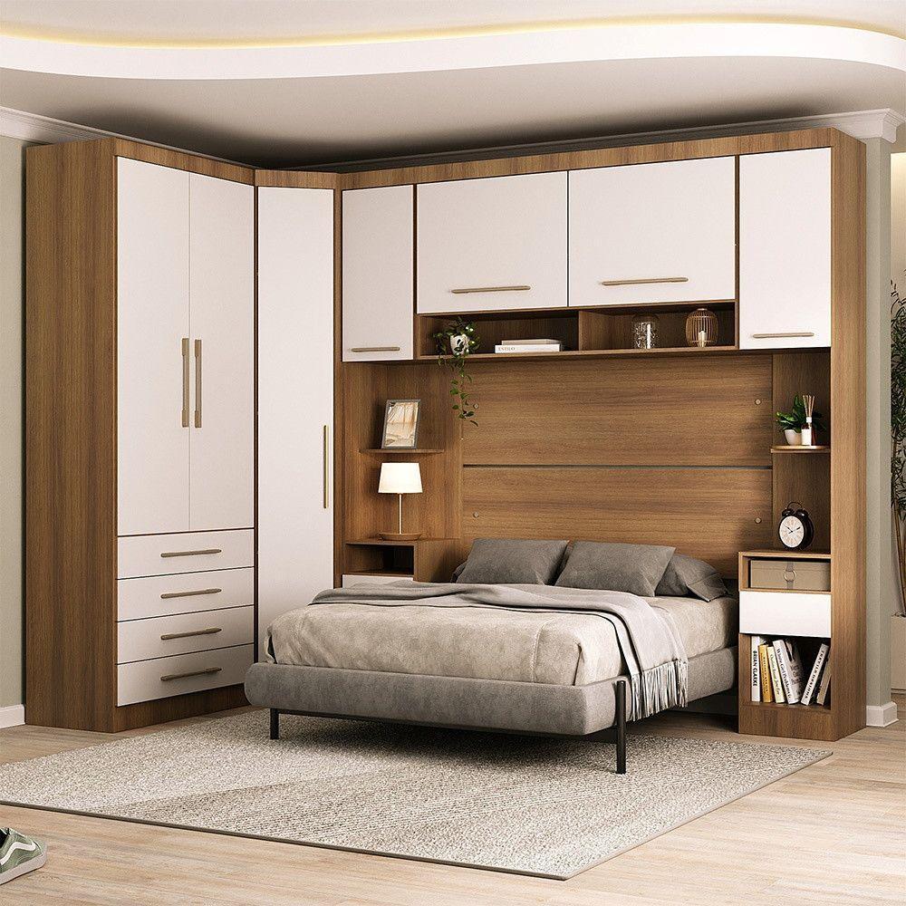 Quarto 7 Portas 6 Gavetas Cab Qn Paris Master Luciane Móveis Avelã Pf-branco Pf - 1