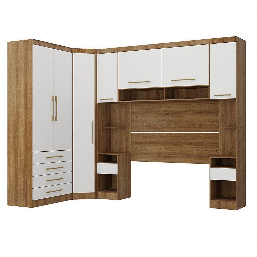 Quarto 7 Portas 6 Gavetas Cab Qn Paris Master Luciane Móveis Avelã Pf-branco Pf - 2