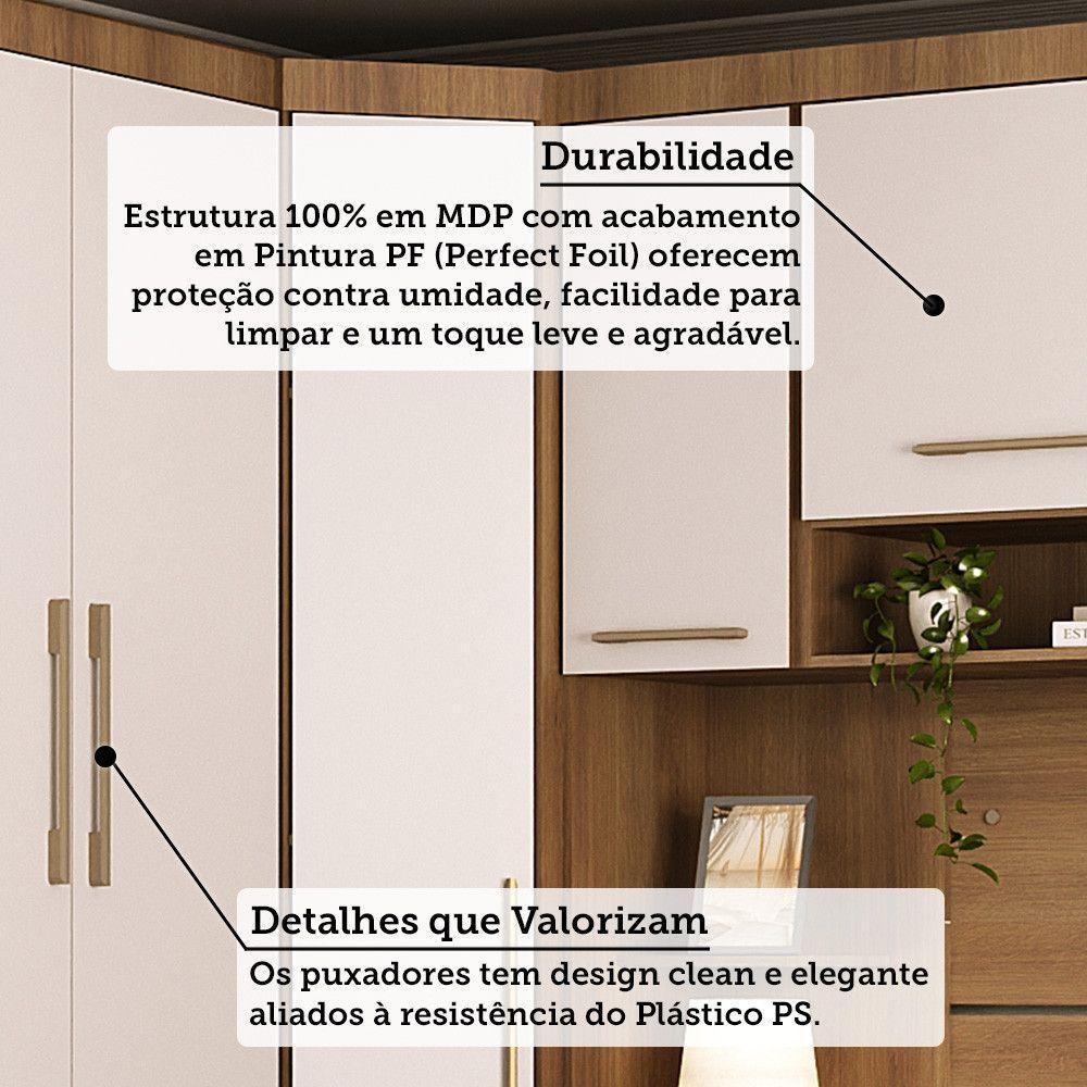 Quarto 7 Portas 6 Gavetas Cab Qn Paris Master Luciane Móveis Avelã Pf-branco Pf - 4