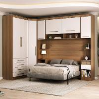 Quarto 7 Portas 6 Gavetas Cab Qn Paris Master Luciane Móveis Avelã Pf-branco Pf - 1