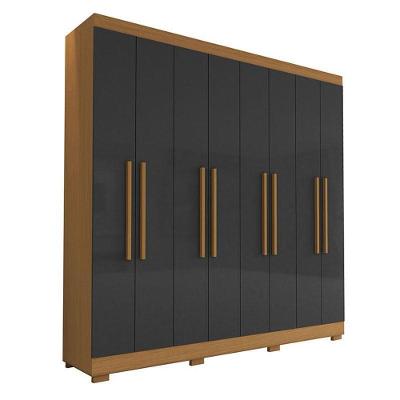 Guarda Roupa Casal Ambiente Porto 8 Portas 4 Gavetas Freijó Grafite - Aramóveis