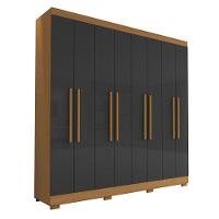 Guarda Roupa Casal Ambiente Porto 8 Portas 4 Gavetas Freijó Grafite - Aramóveis - 1