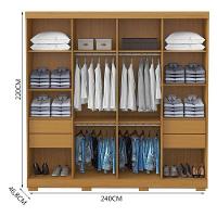 Guarda Roupa Casal Ambiente Porto 8 Portas 4 Gavetas Freijó Grafite - Aramóveis - 4