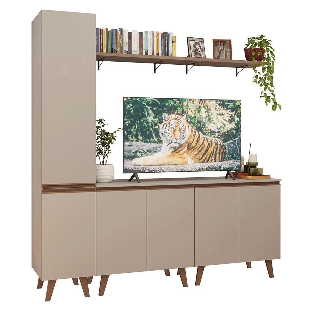 Rack Para Tv Até 70 Polegadas + Prateleira 200cm Nice Madesa 02 Crema - 2