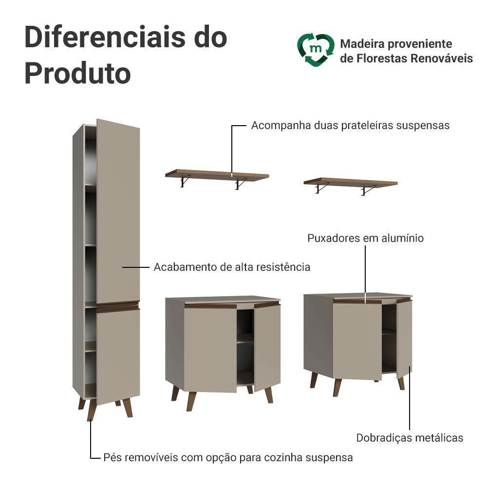 Rack Para Tv Até 70 Polegadas + Prateleira 200cm Nice Madesa 02 Crema - 4