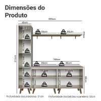 Rack Para Tv Até 70 Polegadas + Prateleira 200cm Nice Madesa 02 Crema - 3
