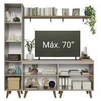 Rack Para Tv Até 70 Polegadas + Prateleira 200cm Nice Madesa 02 Crema - 5