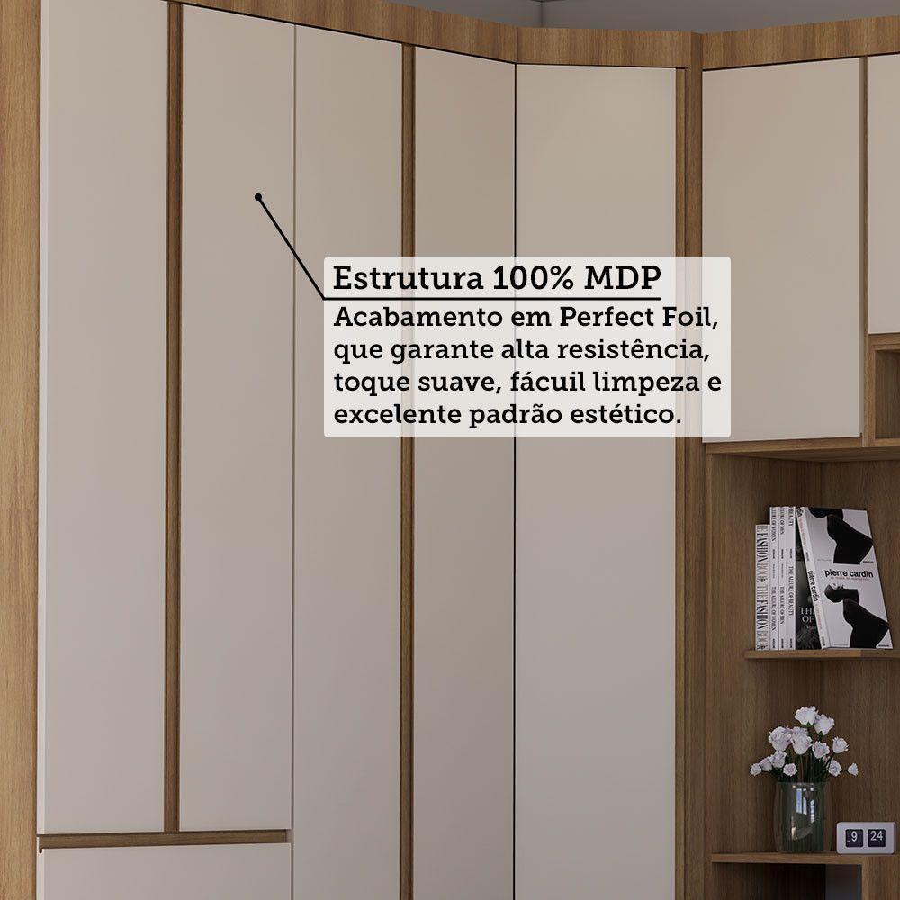 Quarto Casal Guarda Roupa Mesas De Cabeceira 495cm Veneza Avelã Pf-arenas Pf - 6