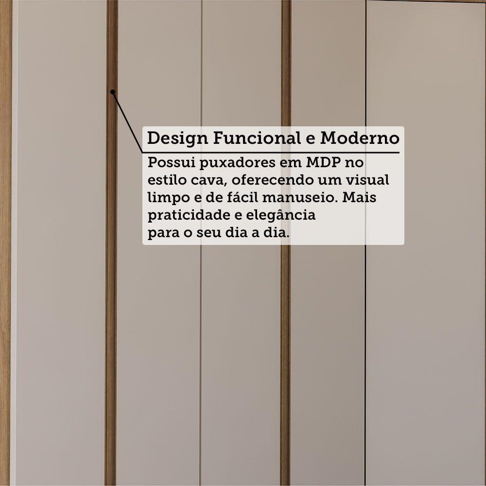 Quarto Casal Guarda Roupa Mesas De Cabeceira 495cm Veneza Avelã Pf-arenas Pf - 8