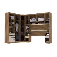 Quarto Casal Guarda Roupa Mesas De Cabeceira 495cm Veneza Avelã Pf-arenas Pf - 5