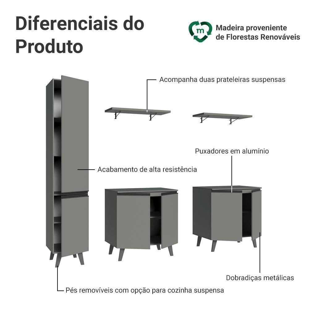 Rack Para Tv Até 70 Polegadas + Prateleira 200cm Nice Madesa 02 Cinza - 4