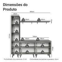 Rack Para Tv Até 70 Polegadas + Prateleira 200cm Nice Madesa 02 Cinza - 3