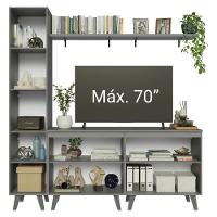 Rack Para Tv Até 70 Polegadas + Prateleira 200cm Nice Madesa 02 Cinza - 5