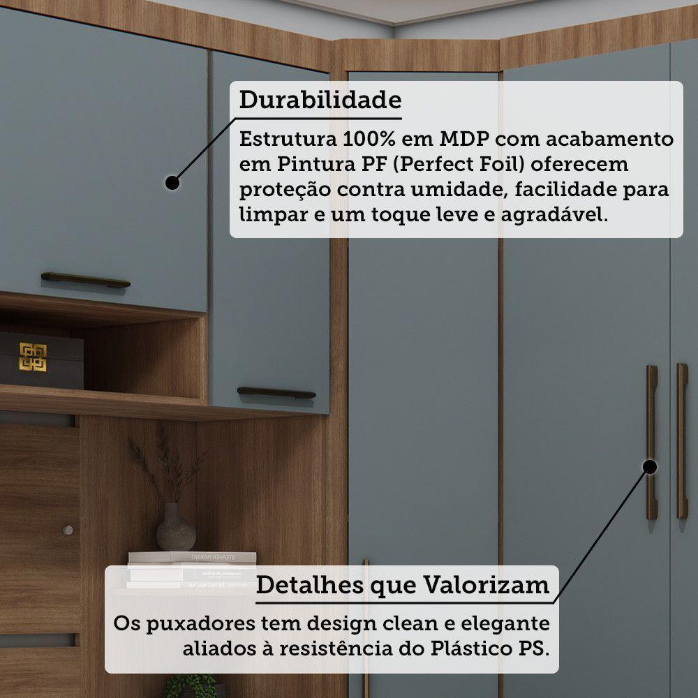 Quarto 8 Portas 6 Gavetas Cabeceira Qn Paris Luciane Móveis Avelã Pf-grey Sky Pf - 4
