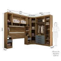 Quarto 8 Portas 6 Gavetas Cabeceira Qn Paris Luciane Móveis Avelã Pf-grey Sky Pf - 3