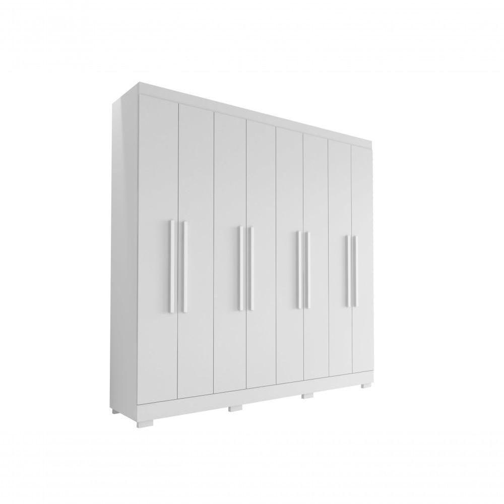 Guarda Roupa Casal Ambiente Porto 8 Portas 4 Gavetas Branco Brilho - Aramóveis - 2