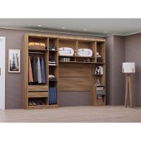 Quarto Casal Guarda Roupa Mesa De Cabeceira 284cm Veneza Luc Avelã Pf-cinza Supremo Pf - 2