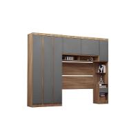 Quarto Casal Guarda Roupa Mesa De Cabeceira 284cm Veneza Luc Avelã Pf-cinza Supremo Pf