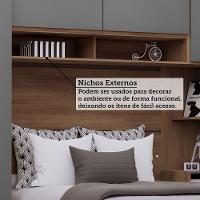 Quarto Casal Guarda Roupa Mesa De Cabeceira 284cm Veneza Luc Avelã Pf-cinza Supremo Pf - 7