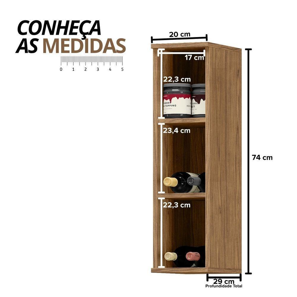 Módulo De Cozinha Aéreo Vertical 3 Nichos 20cm - Toscana Freijó - 2