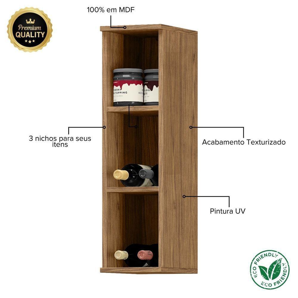 Módulo De Cozinha Aéreo Vertical 3 Nichos 20cm - Toscana Freijó - 3