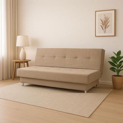 Sofá Cama 3 Lugares Xangai 1,94m Veludo Suede Bege