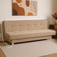 Sofá Cama 3 Lugares Xangai 1,94m Veludo Suede Bege - 2