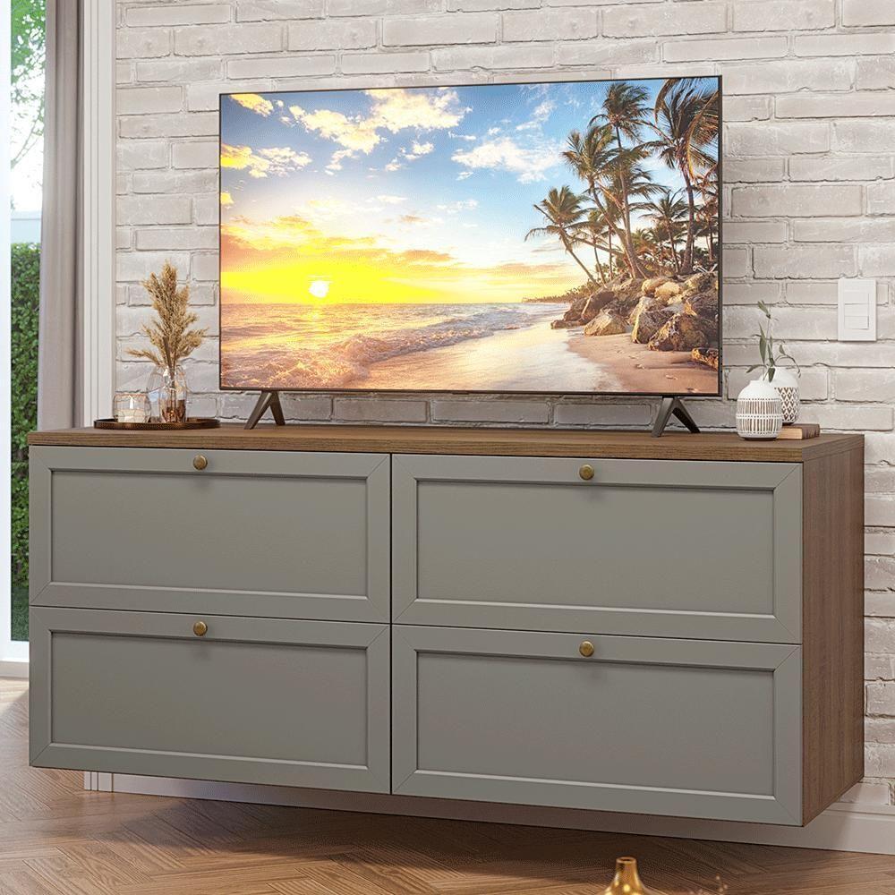 Rack Para Tv Até 70 Polegadas 160cm 4 Gavetas Vik Madesa 04 Rustic-cinza - 1