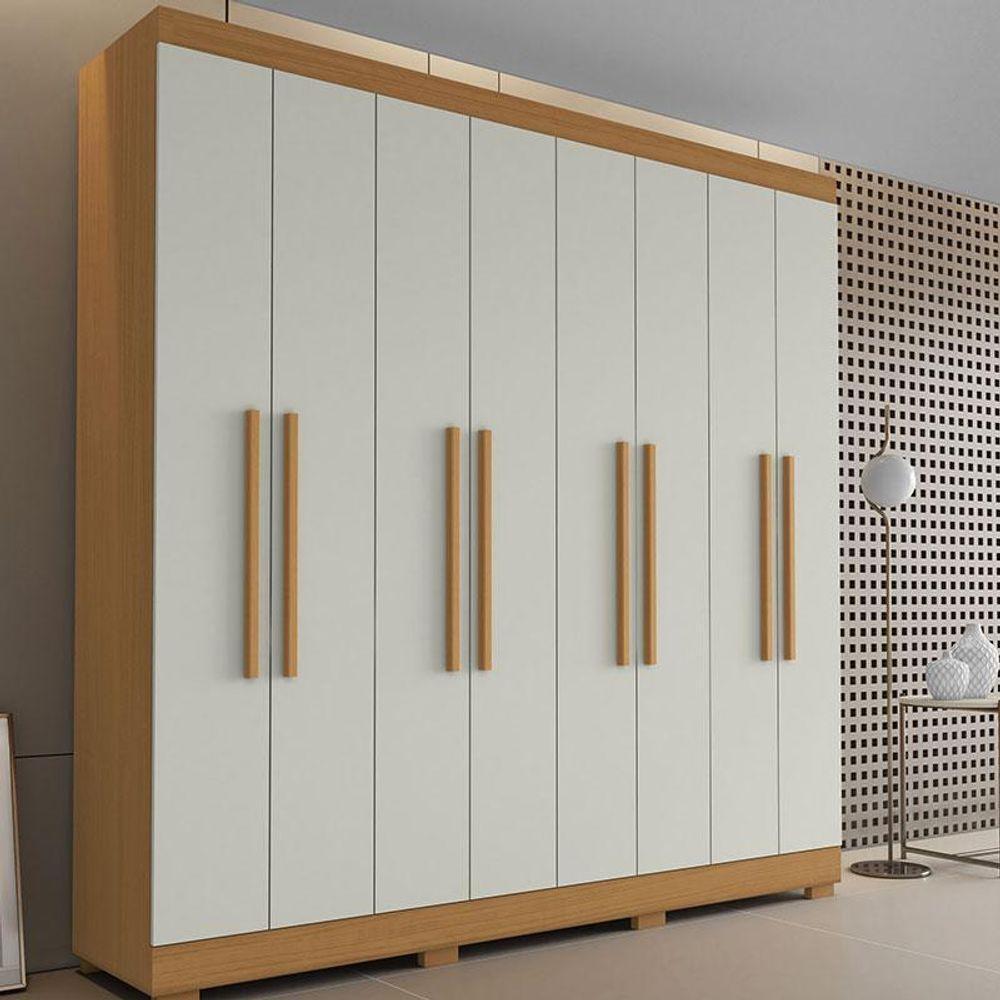 Guarda Roupa Casal Ambiente Porto 8 Portas 4 Gavetas Freijó Baunilha - Aramóveis - 1