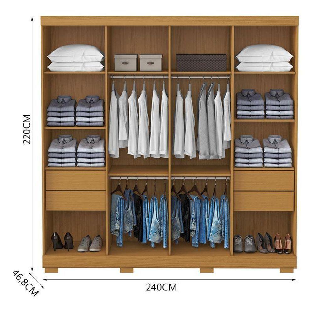 Guarda Roupa Casal Ambiente Porto 8 Portas 4 Gavetas Freijó Baunilha - Aramóveis - 4