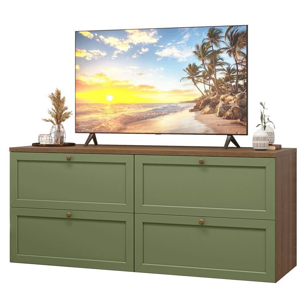Rack Para Tv Até 70 Polegadas 160cm 4 Gavetas Vik Madesa 04 Rustic-verde - 2