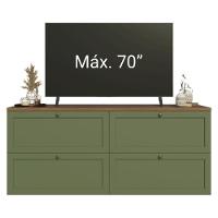 Rack Para Tv Até 70 Polegadas 160cm 4 Gavetas Vik Madesa 04 Rustic-verde - 6