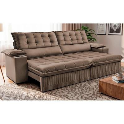 Sofá Retrátil E Reclinável 2,40m Molas Ensacadas Dream. Velusoft Cama Inbox Castor