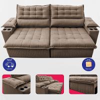 Sofá Retrátil E Reclinável 2,40m Molas Ensacadas Dream. Velusoft Cama Inbox Castor - 5