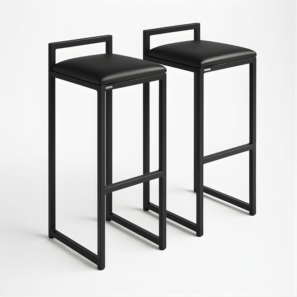 Kit 2 Banqueta Cozinha Balcão Alta Corino Bistro Bar Moderno Cor:preto - 1