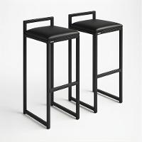 Kit 2 Banqueta Cozinha Balcão Alta Corino Bistro Bar Moderno Cor:preto - 1