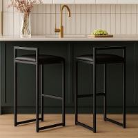 Kit 2 Banqueta Cozinha Balcão Alta Corino Bistro Bar Moderno Cor:preto - 2