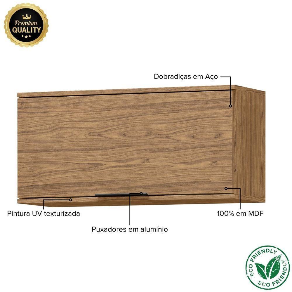 Módulo De Cozinha Armário Aéreo Porta Basculante 80cm - Toscana Freijó - 3