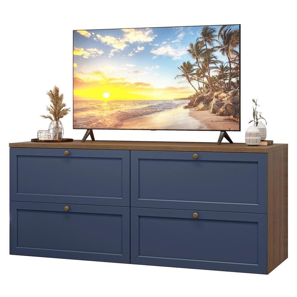 Rack Para Tv Até 70 Polegadas 160cm 4 Gavetas Vik Madesa 04 Rustic-azul - 2