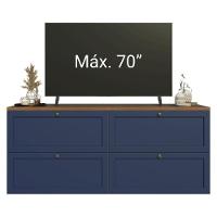 Rack Para Tv Até 70 Polegadas 160cm 4 Gavetas Vik Madesa 04 Rustic-azul - 6