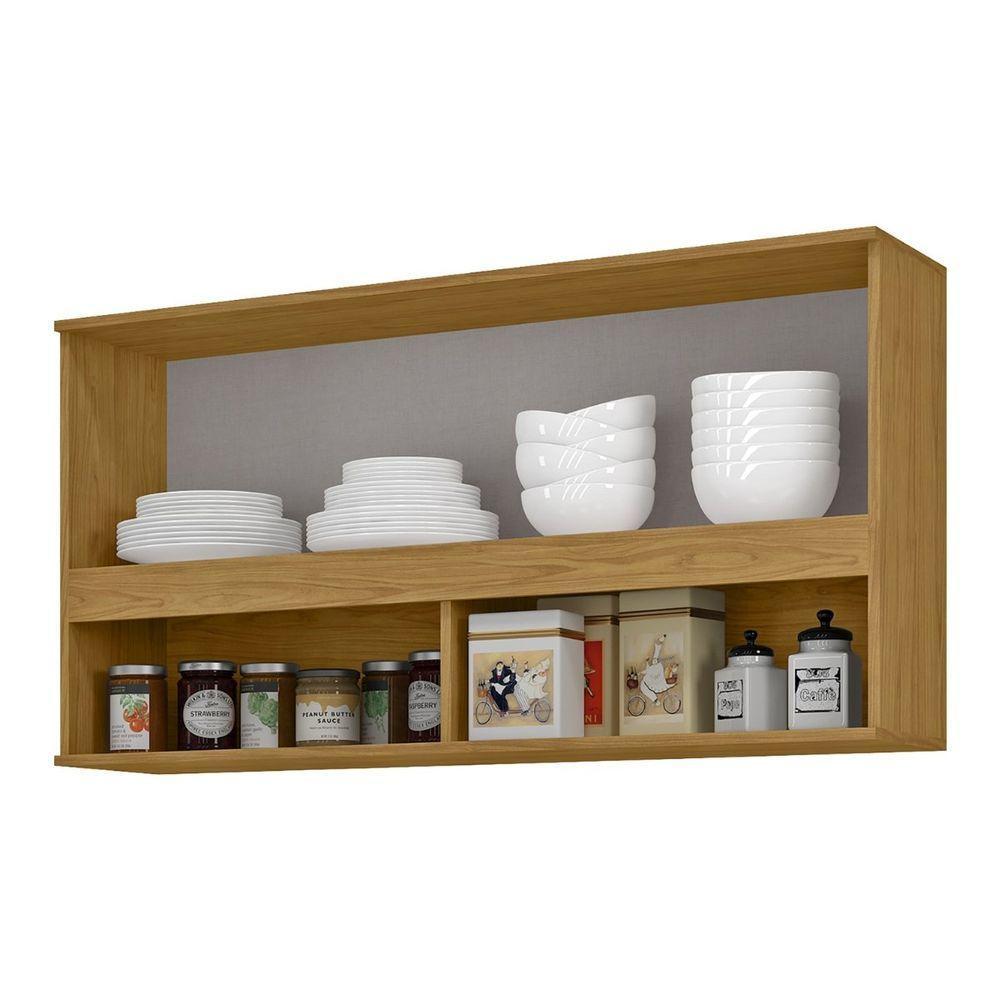 Módulo De Cozinha Armário Aéreo Com Porta De Vidro 3 Nichos - Verace Marrocos-off White - 6